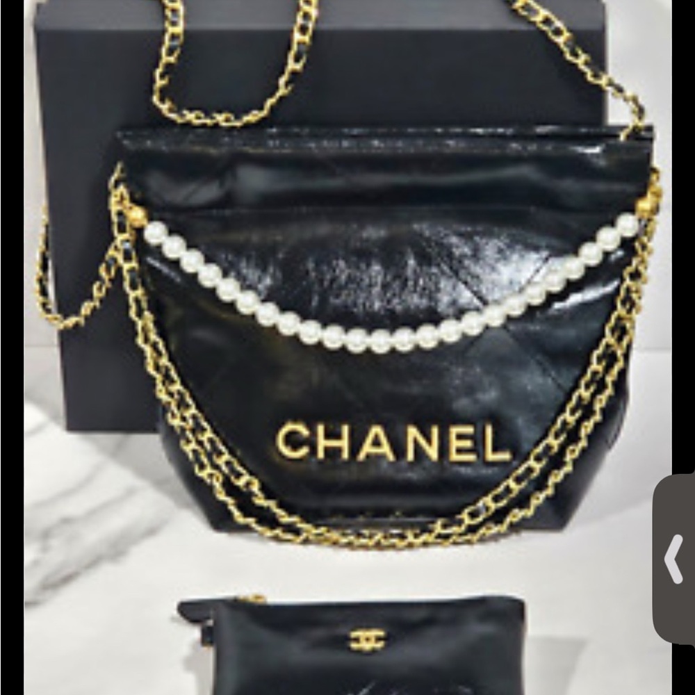 Chanel Black Crossbody Bag with Pearl and Chain Accent comes with pouch -GWP - Picture 2 of 6